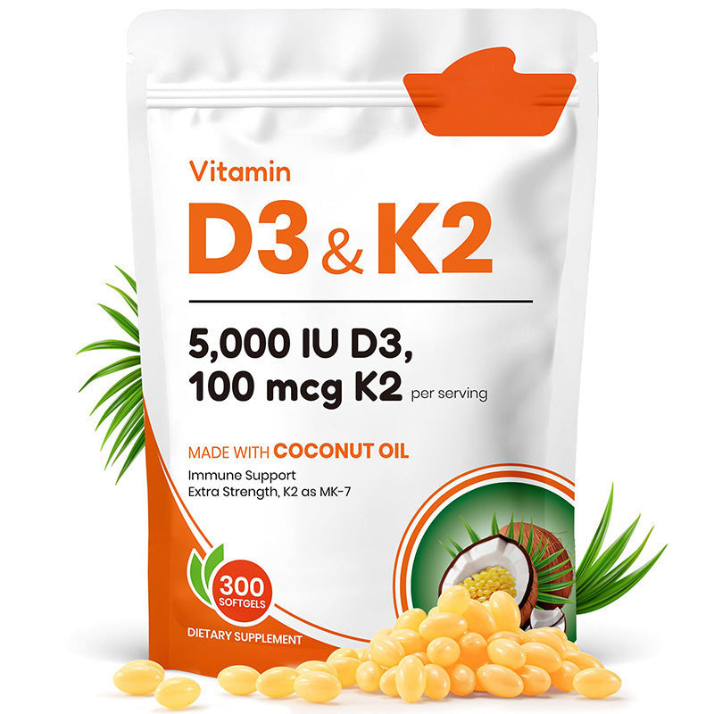 Coconut Flavor Vitamin D3 & K2 Softgels by Celora