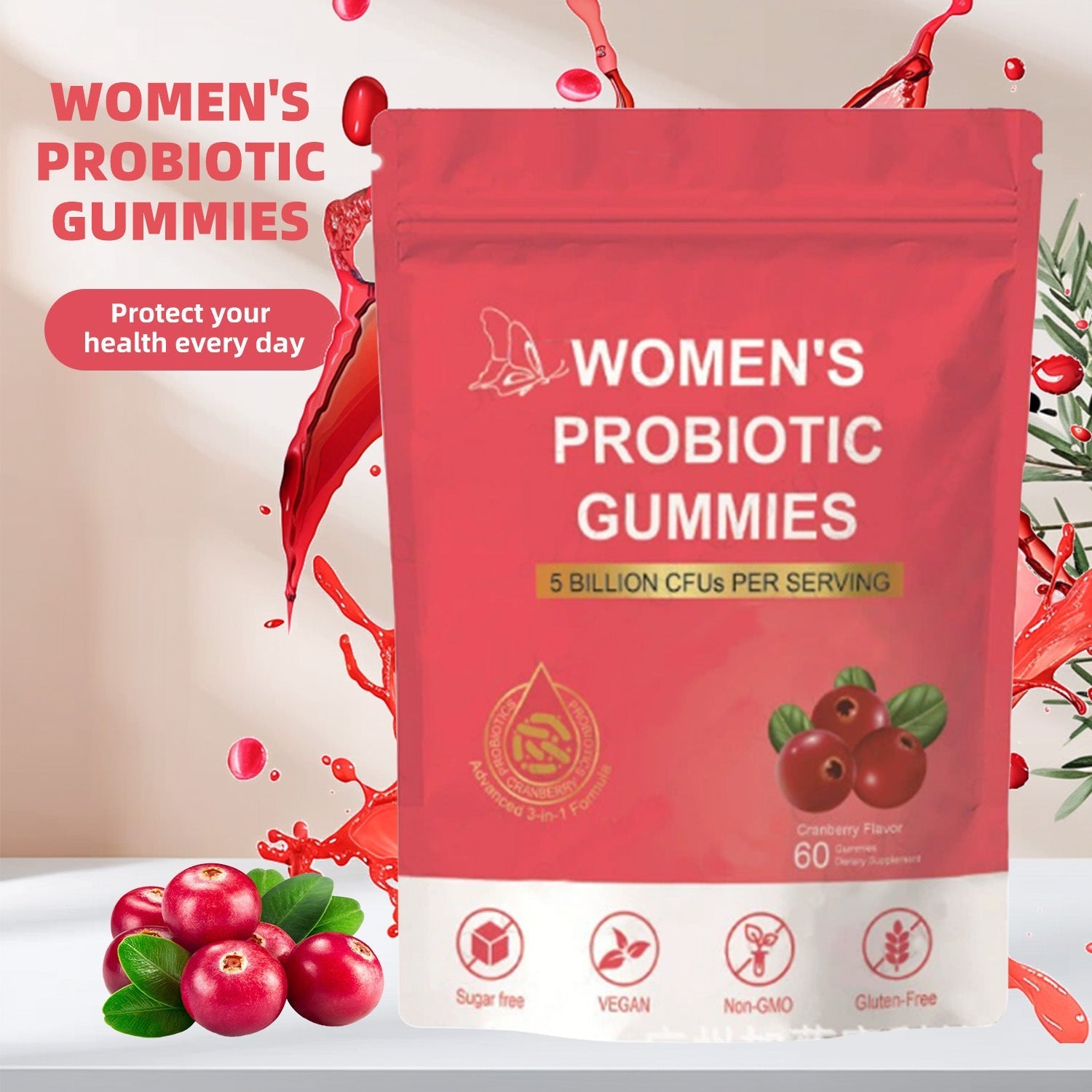 Woman's Cranberry Probiotic Gummies by Celora