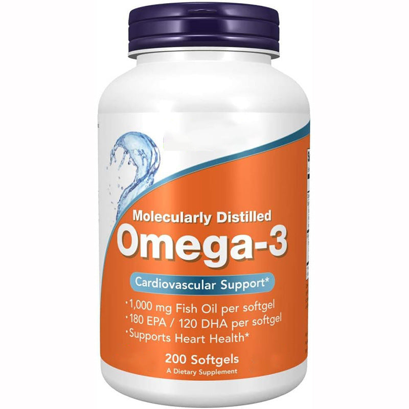 Fish Oil Softgel Capsules Omega-3 Supplement bottle