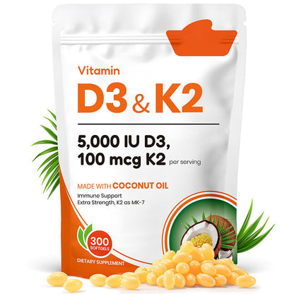 Coconut Flavor Vitamin D3 & K2 Softgels