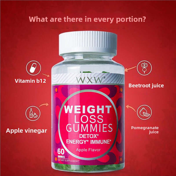 Vitamin B12 Apple Flavor Weight Loss Gummies – Sugar-Free with Probiotics & Collagen
