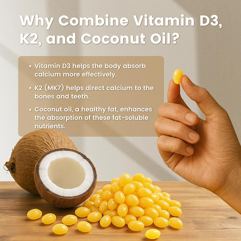 Coconut Flavor Vitamin D3 & K2 Softgels