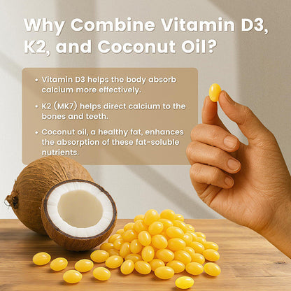 Coconut Flavor Vitamin D3 & K2 Softgels